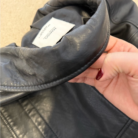 Mango Black Leather Jacket SZ M ✨ - Picture 7 of 8